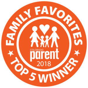 Dark Orange Colorado Parent Seal Image- Family Favorite and Top 5 Winner award