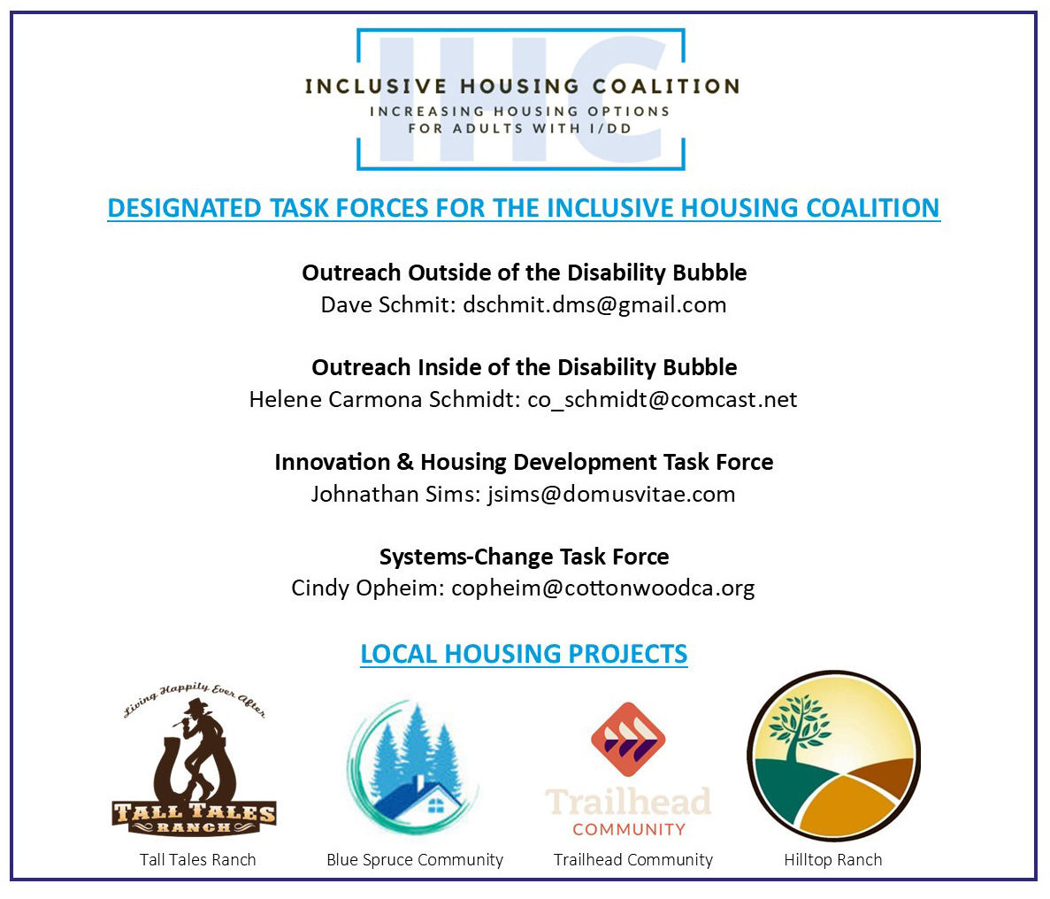 Designated Task Forces for Inclusive Housing Coalition