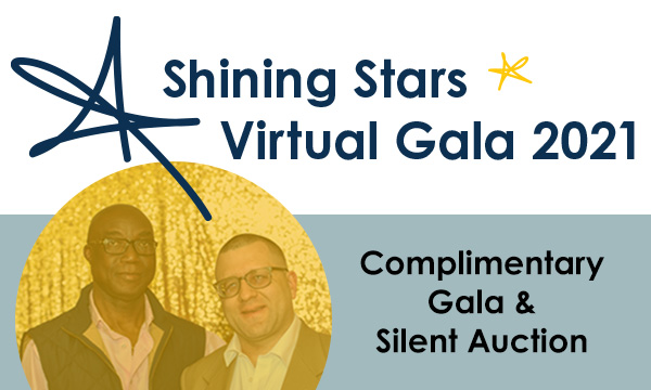 Shining Stars Gala Banner - showing 2 men as past shining stars