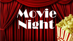 The phrase "Movie Night" with popcorn