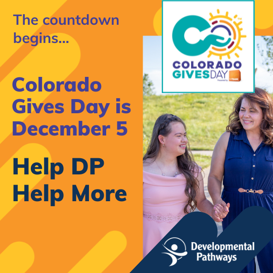 Colorado Gives Day social graphic with mom and daughter holding hands