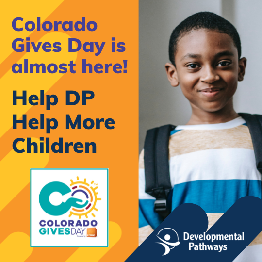 Colorado Gives Day social graphic with a black boy smiling