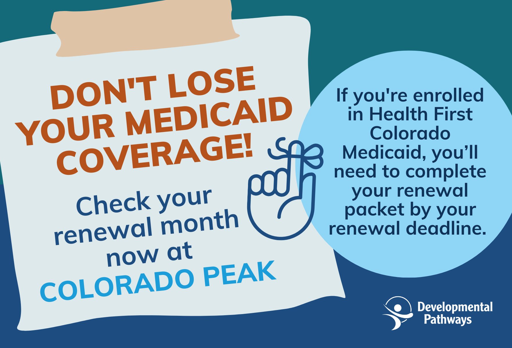 Don't Lose Your Medicaid: Return Your Renewal Packet! - Developmental  Pathways
