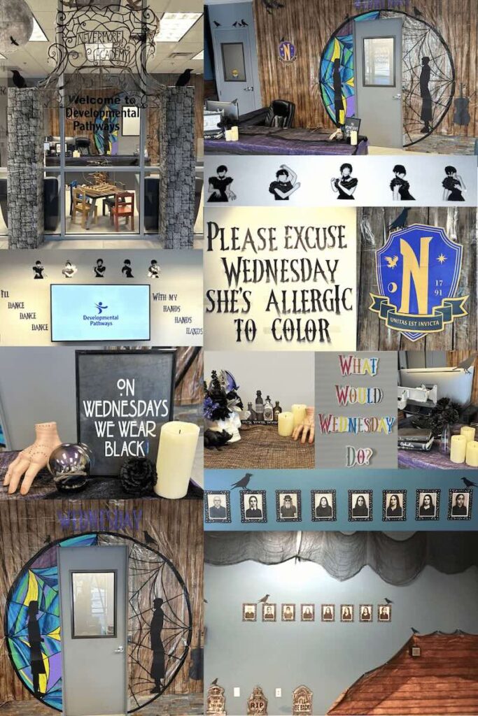 Developmental Pathways' front office decorated in Halloween décor