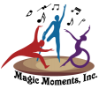 Magic Moments logo with red, blue, and purple figures
